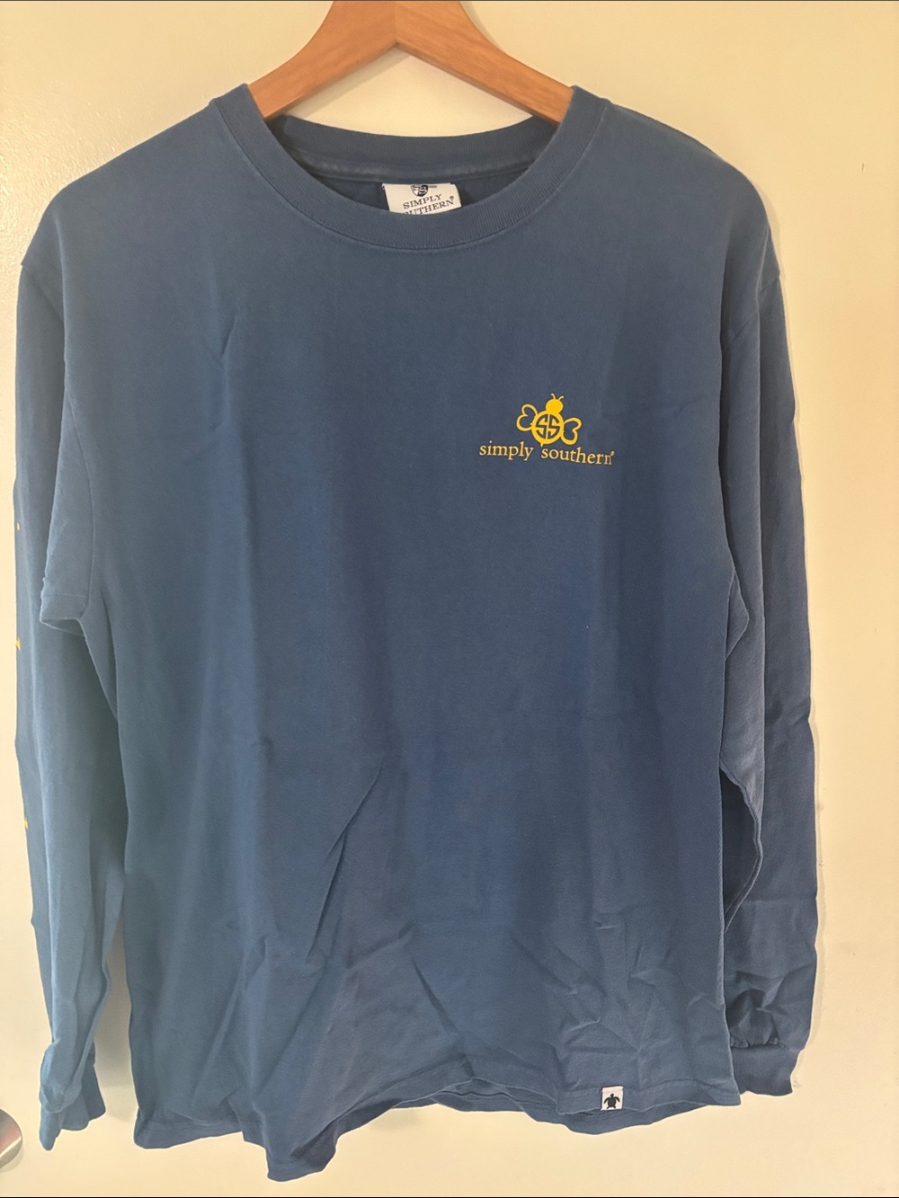 Simply Southern Blue Long Sleeve Tee with Yellow Logo